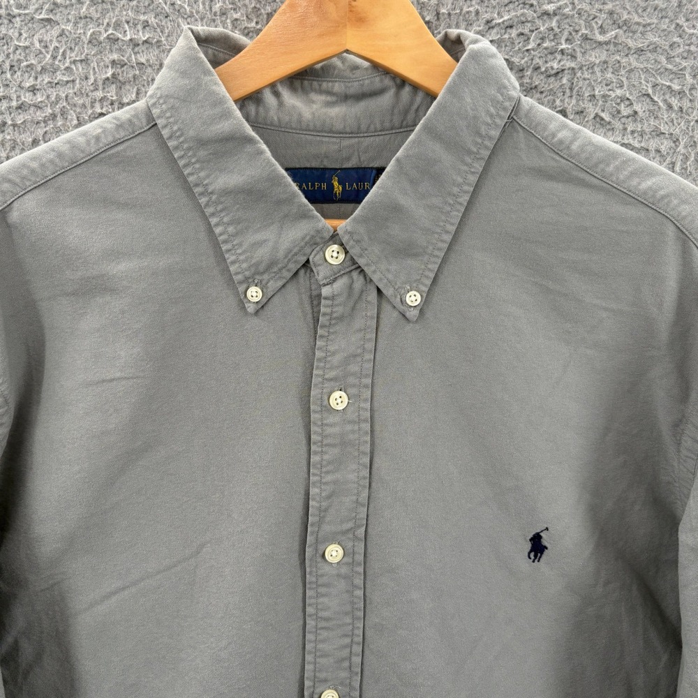 Ralph Lauren Button Down Shirt Mens XXL Gray Long Sleeve Cotton Pony Logo